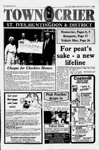 cover page of Huntingdon Town Crier published on August 2, 1986