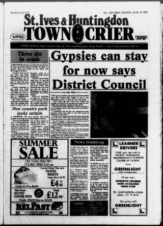 cover page of Huntingdon Town Crier published on June 13, 1987