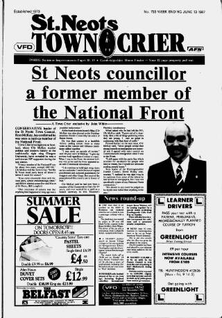 cover page of St Neots Town Crier published on June 13, 1987