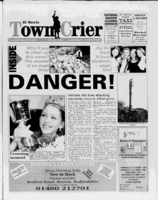 cover page of St Neots Town Crier published on August 27, 1998