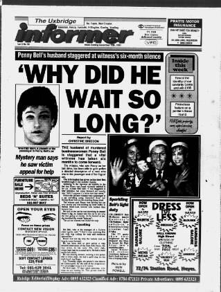 cover page of Uxbridge Informer published on December 13, 1991