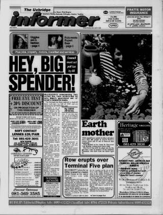 cover page of Uxbridge Informer published on May 22, 1992