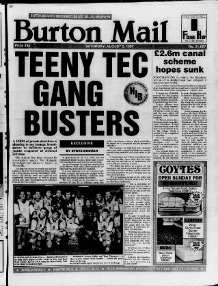 cover page of Burton Daily Mail published on August 2, 1997