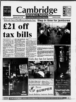 cover page of Cambridge Weekly News published on May 22, 1996