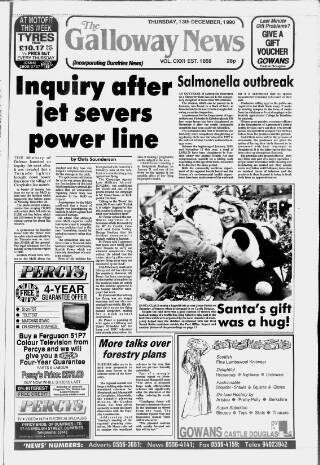 cover page of Galloway News and Kirkcudbrightshire Advertiser published on December 13, 1990