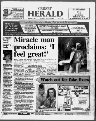 cover page of Crosby Herald published on August 2, 1990