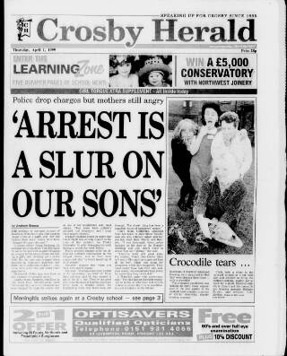 cover page of Crosby Herald published on April 1, 1999