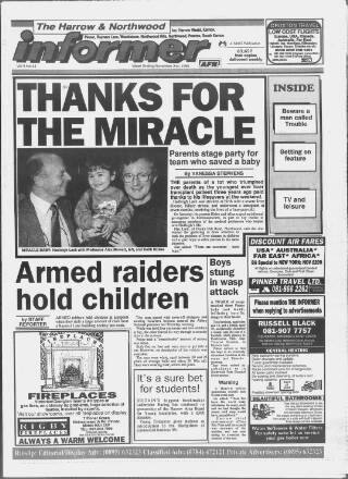 cover page of Harrow Informer published on November 2, 1990