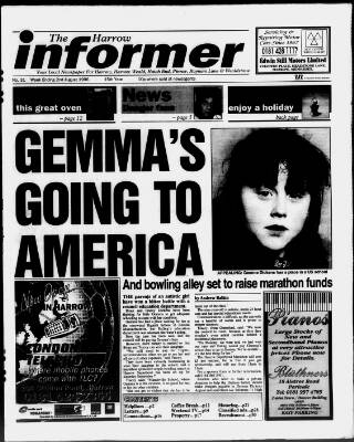 cover page of Harrow Informer published on August 2, 1996