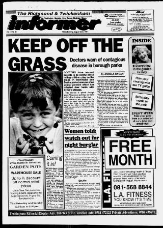 cover page of Richmond Informer published on August 2, 1991