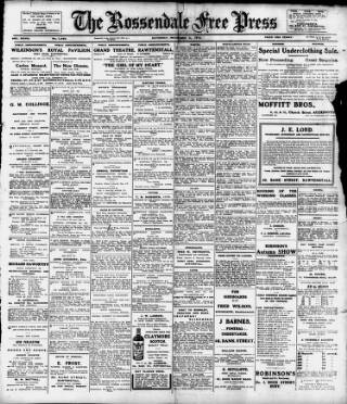 cover page of Rossendale Free Press published on November 2, 1912