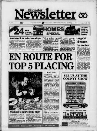 cover page of Uttoxeter Newsletter published on May 22, 1992