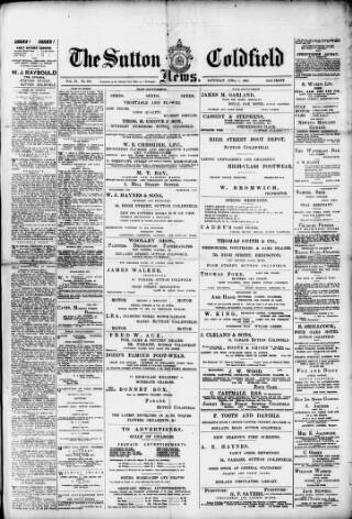 cover page of Sutton Coldfield News published on April 1, 1905