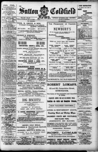 cover page of Sutton Coldfield News published on November 2, 1907