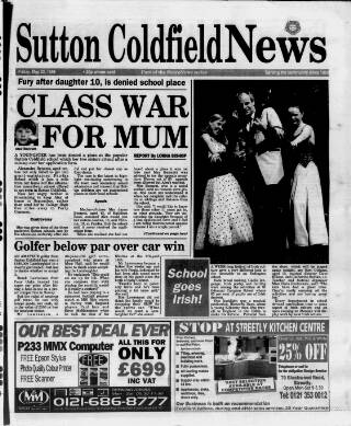 cover page of Sutton Coldfield News published on May 22, 1998