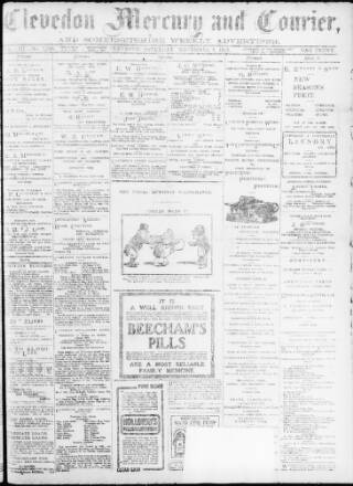 cover page of Clevedon Mercury published on November 2, 1912