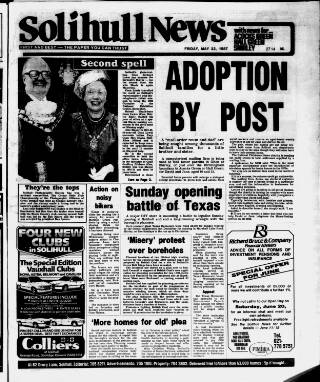 cover page of Solihull News published on May 22, 1987