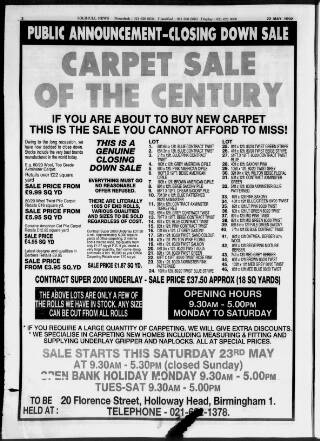 cover page of Solihull News published on May 22, 1992