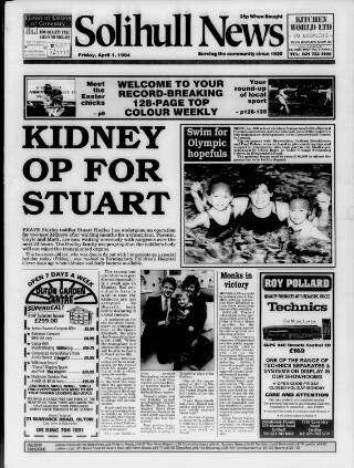 cover page of Solihull News published on April 1, 1994