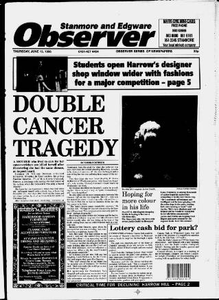 cover page of Stanmore Observer published on June 13, 1996