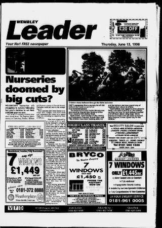 cover page of Wembley Leader published on June 13, 1996