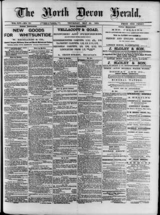cover page of North Devon Herald published on May 22, 1884