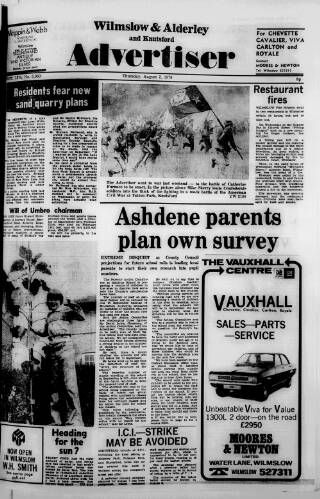 cover page of Alderley & Wilmslow Advertiser published on August 2, 1979