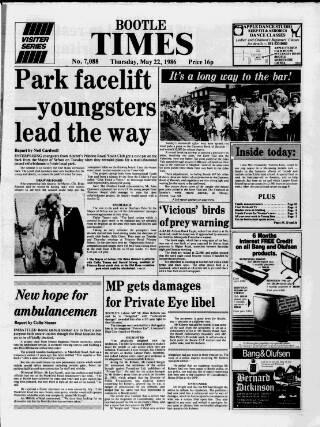 cover page of Bootle Times published on May 22, 1986