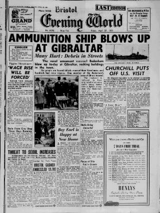 cover page of Bristol Evening World published on April 27, 1951