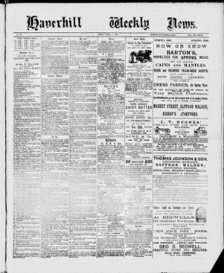 cover page of Haverhill Weekly News published on April 7, 1893