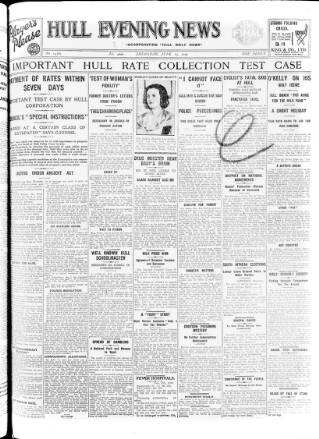cover page of Hull Daily News published on June 13, 1929