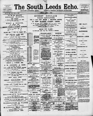cover page of South Leeds Echo published on April 1, 1892