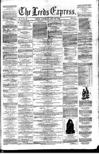 cover page of Leeds Evening Express published on May 22, 1858