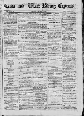 cover page of Leeds Evening Express published on August 2, 1862