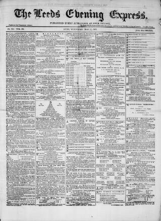 cover page of Leeds Evening Express published on May 22, 1867