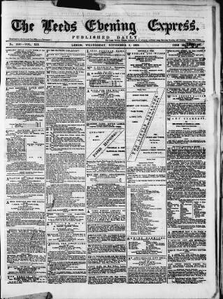 cover page of Leeds Evening Express published on November 2, 1870