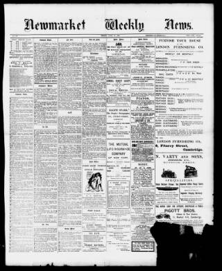 cover page of Newmarket Weekly News published on June 10, 1898