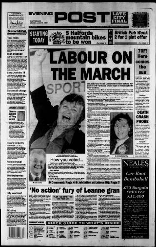 cover page of Nottingham Evening Post published on June 13, 1994