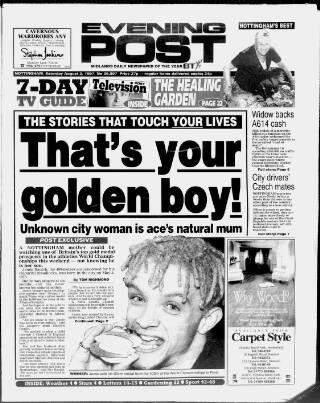 cover page of Nottingham Evening Post published on August 2, 1997