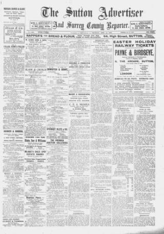 cover page of Sutton & Epsom Advertiser published on April 1, 1926