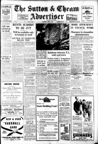 cover page of Sutton & Epsom Advertiser published on April 1, 1954