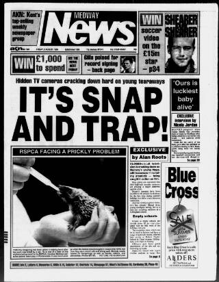 cover page of Medway News published on August 2, 1996