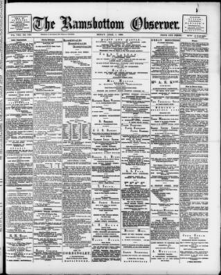 cover page of Ramsbottom Observer published on April 1, 1898