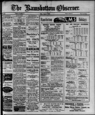 cover page of Ramsbottom Observer published on August 2, 1935