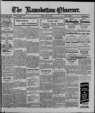 cover page of Ramsbottom Observer published on June 13, 1941