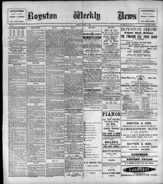 cover page of Royston Weekly News published on August 2, 1907