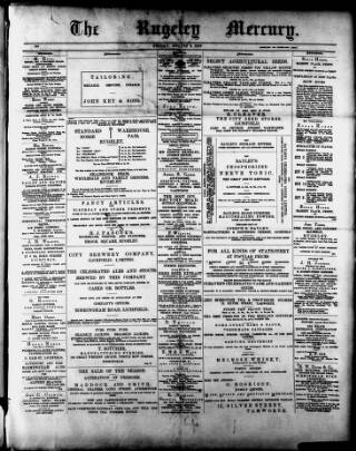 cover page of Rugeley Mercury published on August 2, 1889