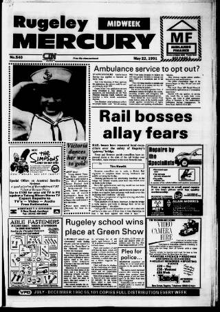 cover page of Rugeley Mercury published on May 22, 1991