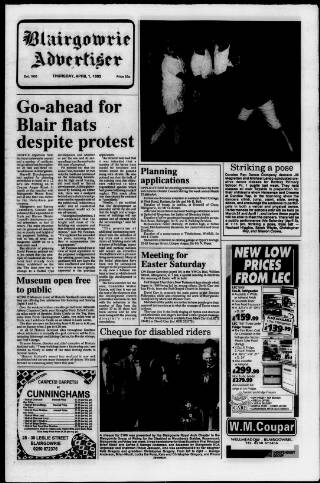cover page of Blairgowrie Advertiser published on April 1, 1993