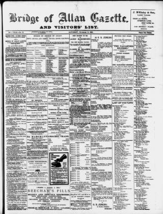 cover page of Bridge of Allan Gazette published on November 2, 1901